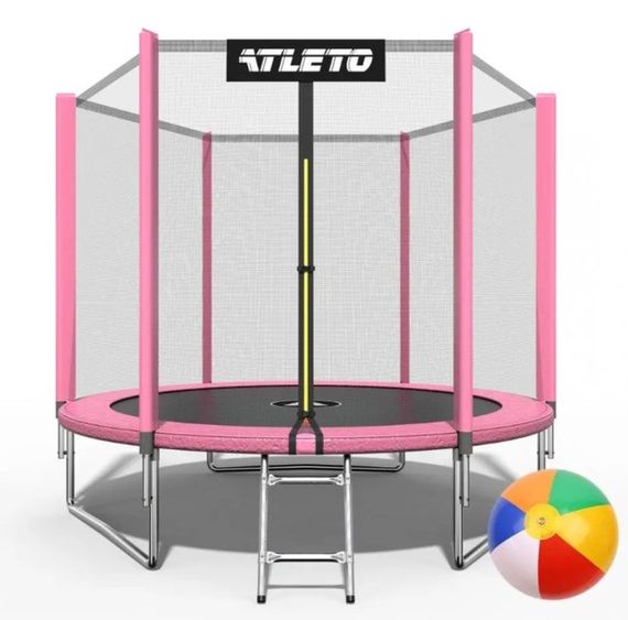 Батут дитячий Atleto 183 см із захисною сіткою для дому та дачі і драбиною рожевий 42400498