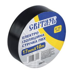 Електроізоляційна стрічка Світязь 38011, ПВХ, 0,15 мм x 17 мм x 10 м, чорна