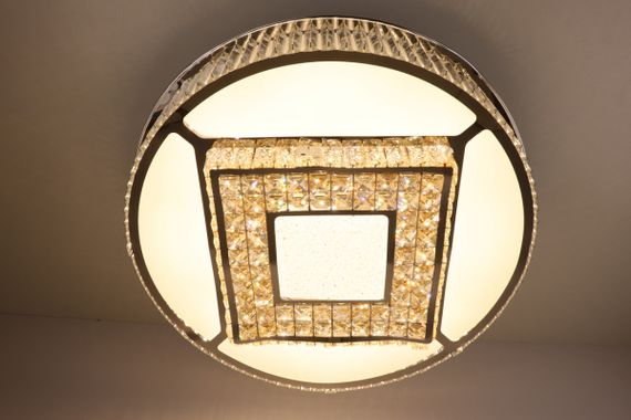 Люстра стельова кришталева LED з пультом 25678 Хром 19х72х72 см. | Зображення 3