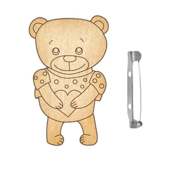 Заготовка броши для раскрашивания "Мишка-3" FDZB-040