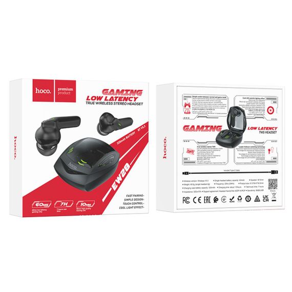 Беспроводные наушники HOCO EW28 Magic true wireless BT gaming headset Black | Зображення 5