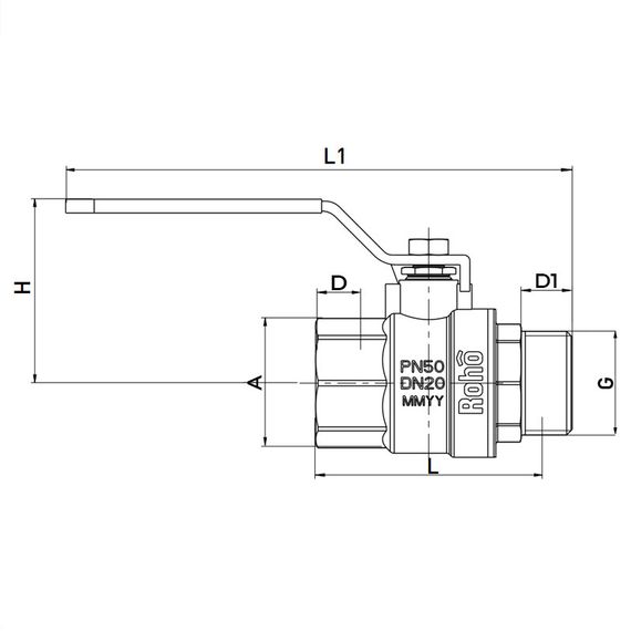Кран шаровой Roho R201-050 - 1/2" (RO0071) | Зображення 1