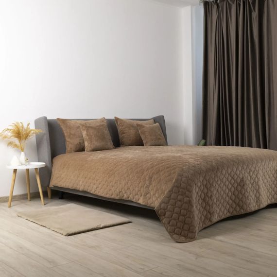 Покрывало евро макси ТЕП Velour Ромб круглый 4-00518_22386 240х260 см капучино | Зображення 3