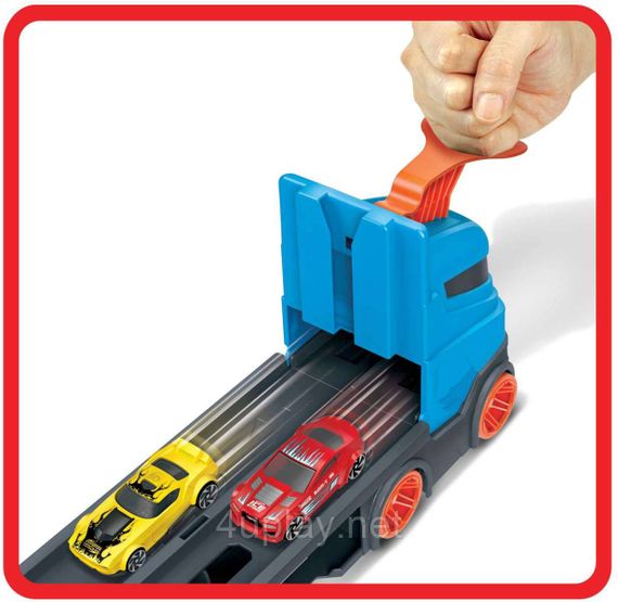 Трек автовоз Хот Вілс. Вантажівка транспортер на 20+ машинок. Hot Wheels Speedway Hauler Storage Carrier. 3 машинки в комплекті | Зображення 5