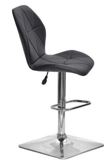 Барный стул с регулировкой высоты на хромированной квадратной ноге с подножкой Alby Bar 4-CH-Base Кожзам черный | Зображення 4