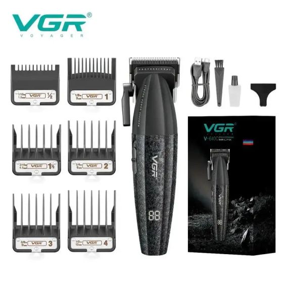 Аккумуляторная машинка для стрижки VGR V-640C BLACK, 6 насадок, LED дисплей, 9000RPM | Зображення 2