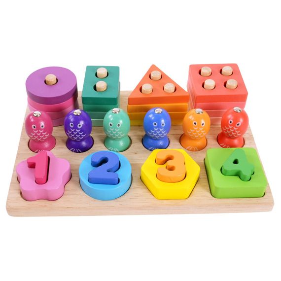 Дитяча дерев’яна іграшка "Пірамідка-сортер" C9416 рибалка, вкладиші | Зображення 1