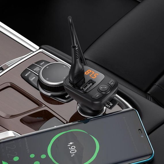 АЗП з FM-модулятором BOROFONE BC41 Eminency QC3.0 Car BT FM transmitter Black | Зображення 4
