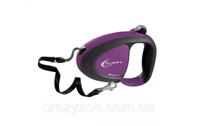 Повідець-рулетка для собакFerplast Flippy Tech L до 50 кг фіолетова стрічка 5м 75032019
