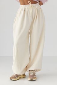Жіночі теплі спортивні штани палаццо - кремовий цвет, S/M (є розміри)