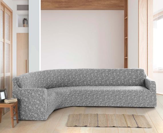 Жакардовий чохол на кутовий диван Roza без спідниці Світло-серий