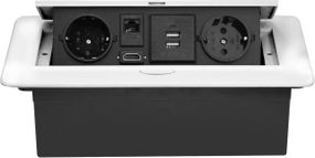 Розетка встроенная скрытая выдвижная 2 евророзетки 2 USB HDMI TD-сеть Врезная скрытого монтажа для стола белая