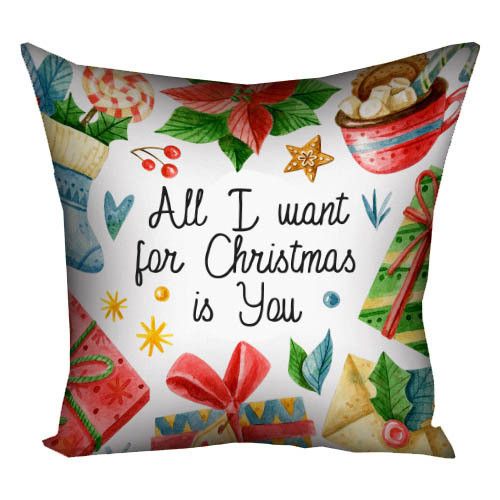 Подушка габардинова з принтом All I want for Christmas is You 40x40 (4P_22NG058)