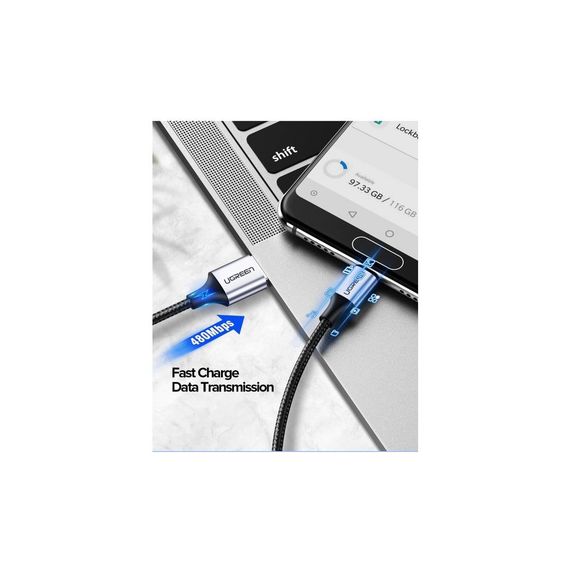 Дата кабель USB 2.0 AM to Type-C 1.5m US288 Aluminum Braid (Black) Ugreen (60127) | Зображення 6