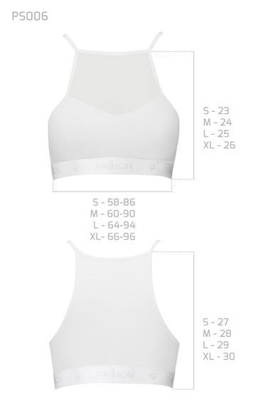 Спортивний топ бавовняний з прозорою вставкою Passion PS006 TOP Білий L | Зображення 3