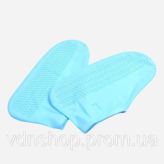 Багаторазові бахіли-чохли L (41-45 розмір) для взуття силіконові від води та бруду. Колір: блакитний WM-70 | Зображення 5