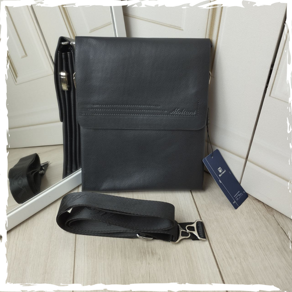 Сумка через плече чоловіча. Сумка чоловіча з якісної екошкіри. Сумка чорна чоловіча | Зображення 1