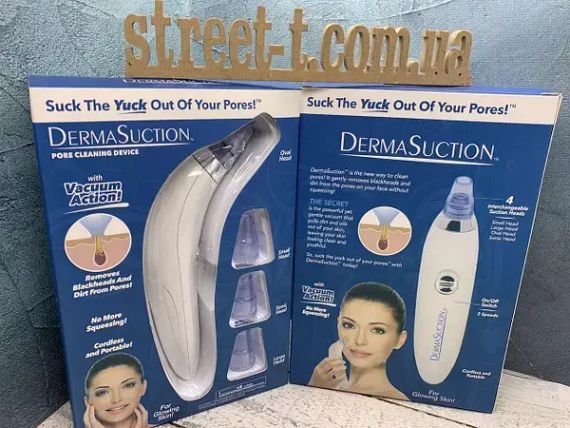 Вакуумный очиститель Derma suction DS Vacuum для профессиональной чистки кожи и пор лица - легкий компактный удобный прибор в использовании + 4 насадки, Белый | Зображення 4