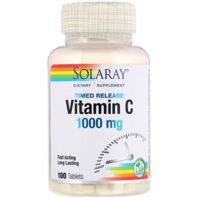 Витамин Solaray Витамин С Двухфазного Высвобождения, Vitamin C, 1000 мг, 10 (SOR-04453)