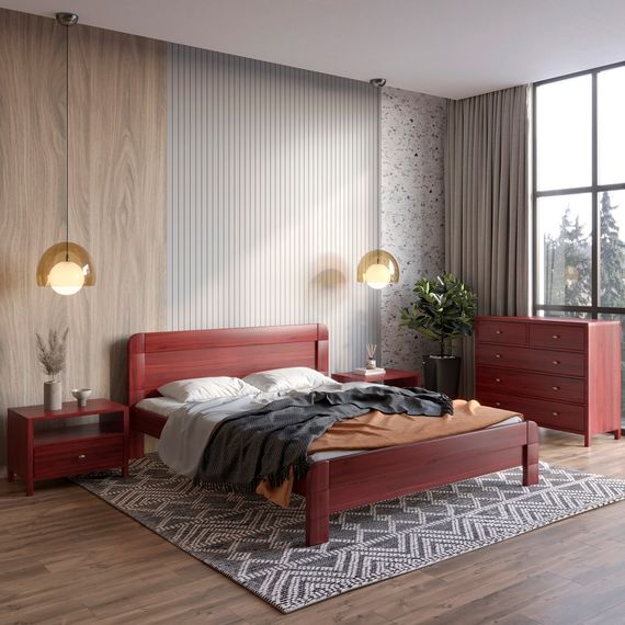 Двоспальне дерев&#039;яне ліжко Mebigrand Тоскана Люкс (підйомний механізм) Махонь 180х200 см (MBG-3059)