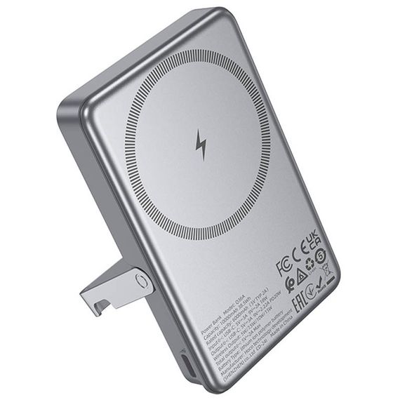 Портативний ЗП Power Bank Hoco Q36A Sunlight magnetic suction+holder PD20W з БЗП 10000 mAh Metal grey | Зображення 3