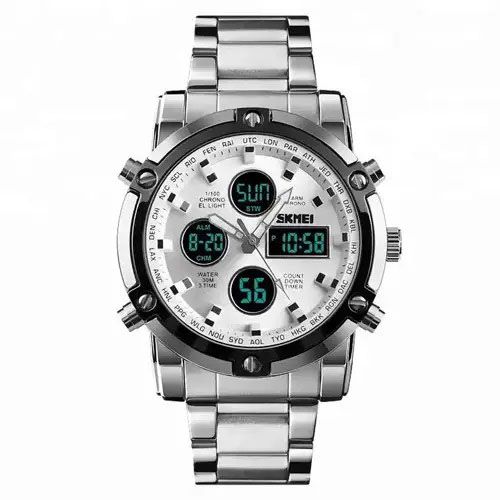 Водостійкий тактичний годинник SKMEI 1389SI SILVER | Годинник армійський оригінал | Годинник RU-102 скмей чоловічий | Зображення 3