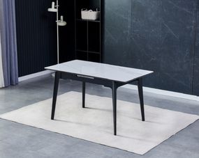 Раскладной керамический стол Berlin ceramic 140-180×80 см, выбор цвета столешницы стільниця білий глянець/чорний каркас