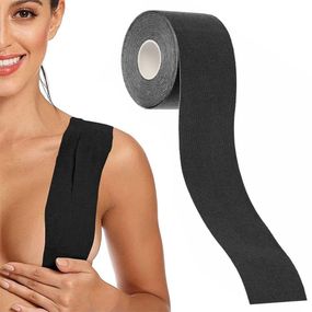 Кинезио тейп для поддержки груди (6,8м×5см), 1 рулон, Boob Tape, Черный / Лента для тейпирования груди