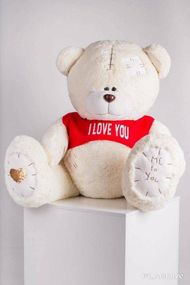 Мишка с латками плюшевый в футболке Yarokuz Me To You 160 см Молочный