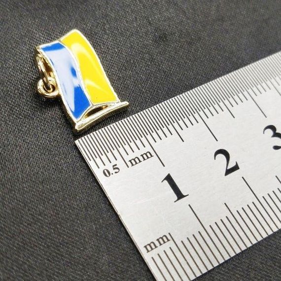 Підвіска "Прапор України" 12х16 мм, колір золото (гіппоалергенний сплав) | Зображення 3
