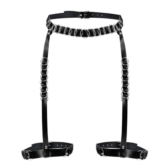 Гартеры украшенные кольцами Art of Sex - Geneva, Натуральная кожа, Размер L-2XL | Зображення 2