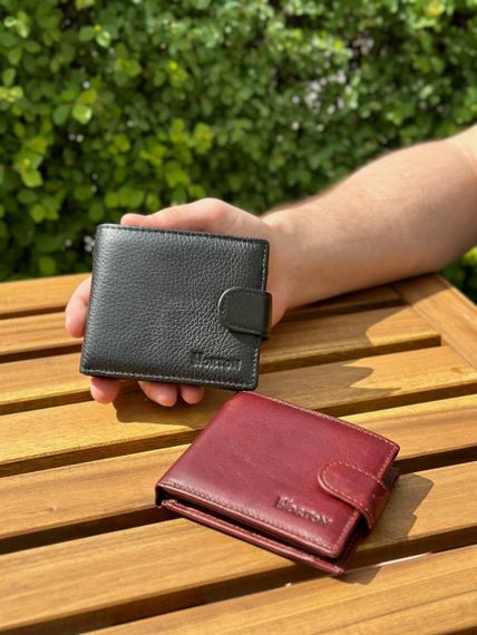 Мужской кошелек бумажник натуральная кожа черный, коричневый HORTON 208 | Зображення 4