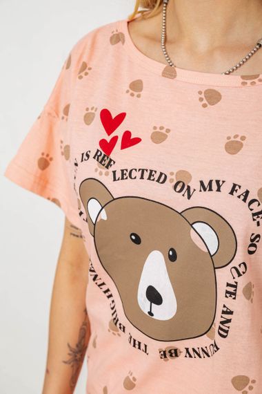 Пижама женская с принтом, цвет персиковый, 243R15436 | Зображення 4