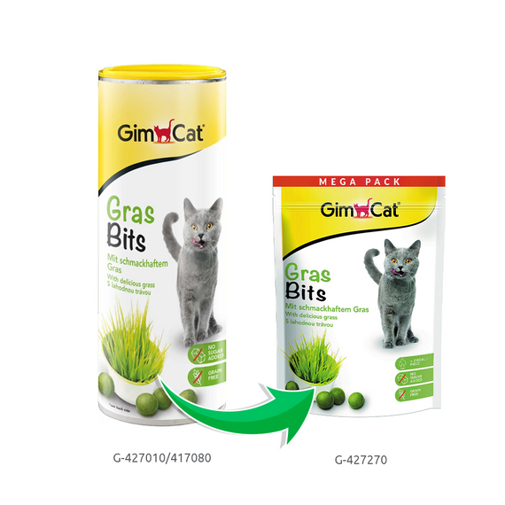 Вітамінізовані таблетки GimCat Gras Bits для котів усіх порід трав яні кульки 425г пауч | Зображення 1
