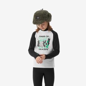 Термофутболка дитяча BL 500 для лижного спорту чорна/біла з принтом - 10 р 133-142 см