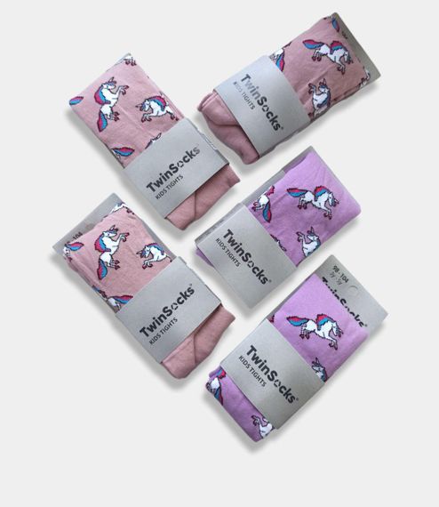 Дитячі колготи для дівчинки з принтом "ЄДИНОРІЖКИ" Twinsocks нар. 98-104, 110-116 рожевий, бузковий | Зображення 2
