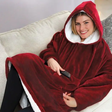 Двостороння толстовка-плед Huggle Hoodie Blanket з капюшоном ∙ Синя | Зображення 1