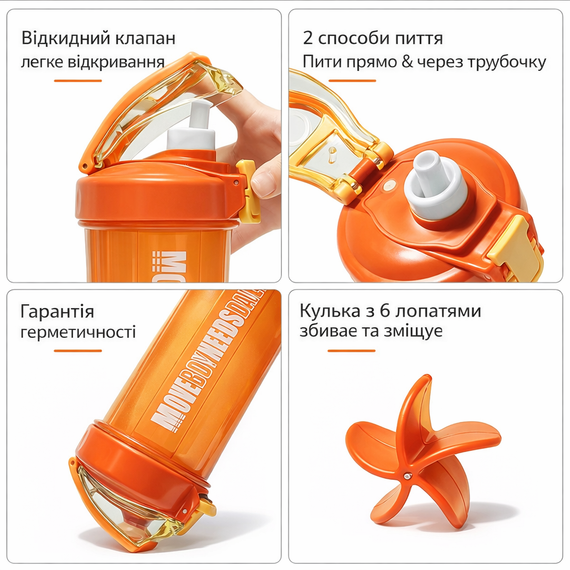 Спортивный шейкер MOVE BODY 550 мл - Оранжевый | Зображення 3