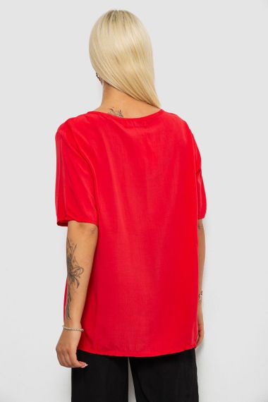 Блуза жіноча однотонна, колір червоний, 244RM207 | Зображення 3