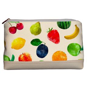 Косметичка дорожня жіноча Lovely Фрукты на бежевом фоне 26x15x8 см
