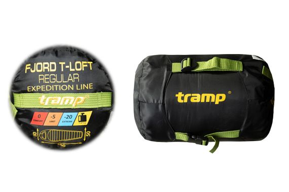 Спальний мішок Tramp Fjord Regular кокон правий green/grey 200/80-50, спальник туристичний для походу і риболовлі | Зображення 2