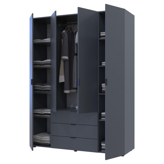 Шкаф распашной для одежды Doros Гелар 155х49,5х203,4 см Графит (DRS-011109) | Зображення 3