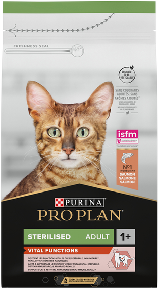 Сухий корм Purina PRO PLAN Sterilised Adult 1+ Vital Functions для дорослих стерилізованих котів, лосось 1.5кг