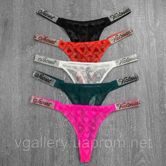 Стринги Victoria's Secret стрази з мереживом , жіночі стрінги Вікторія Сикрет, стрінги Вікторія Сикрет | Зображення 3