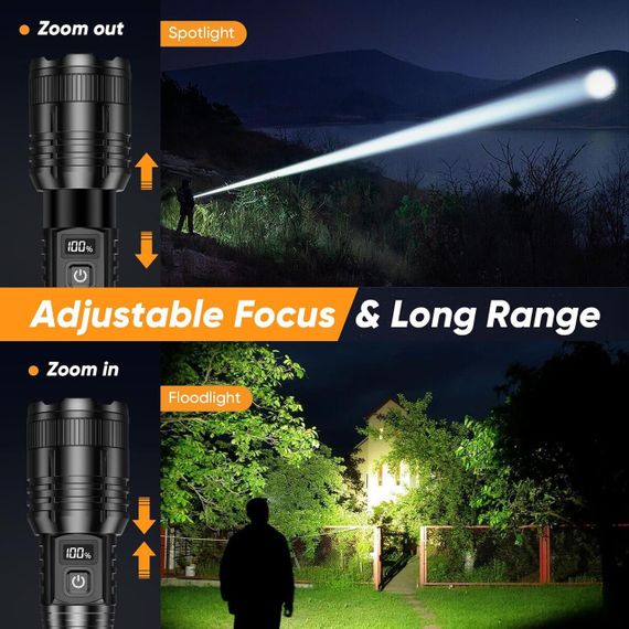 Ліхтар тактичний, акумуляторний, супер'яскравий, USB-зарядний, 2 шт., зум, 5 режимів, потужний ліхтар | Зображення 6