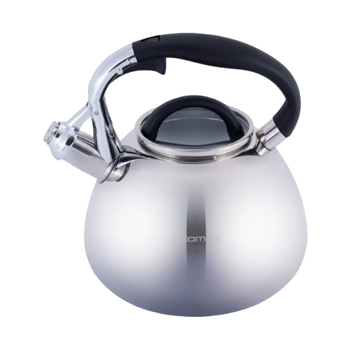 Чайник 3л з нержавіючої сталі зі свистком і чорною бакелітовою ручкою KAMILLE 0674