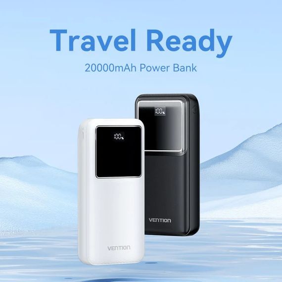 УМБ Vention 20000mAh 22.5W 3A,PD,QC 3.0, Micro-USB,USB-C,2xUSB-A, LED Display White | Зображення 4