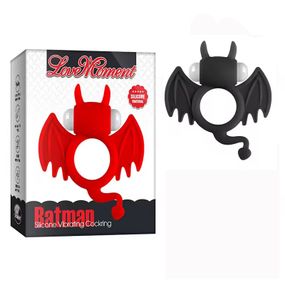 Эрекционное кольцо BATMAN с вибростимуляцией клитора, чёрный силикон