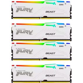 Модуль памяти для компьютера DDR5 128GB (4x32GB) 5600 MHz FURY Beast RGB White Kingston Fury (ex.HyperX)