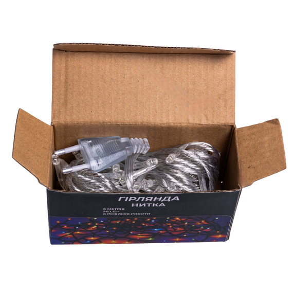 Новорічна кімнатна гірлянда нитка 6 м 50 LED білий провід Білий W50LED6MWW | Зображення 4